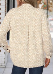 Beige Button Long Sleeve Turn Down Collar Jacket | thumb picture 