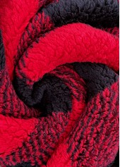 Red Patchwork Plaid Sleeveless Hooded Waistcoat | thumb picture 