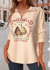 Christmas Skin Color Jacquard Long Sleeve Sweatshirt