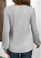 Plus Size Light Grey Patchwork Long Sleeve T Shirt | thumb picture 