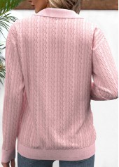 Pink Zipper Geometric Print Long Sleeve Sweatshirt | thumb picture 