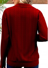 Red Zipper Geometric Print Long Sleeve V Neck Sweatshirt | thumb picture 