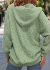 Sage Green Zipper Long Sleeve Hoodie | thumb picture 