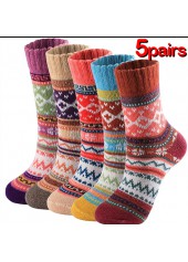 Christmas Multi Color Geometric Print Mid Calf Socks
