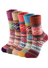 Christmas Multi Color Geometric Print Mid Calf Socks