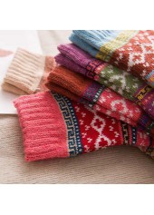 Christmas Multi Color Geometric Print Mid Calf Socks