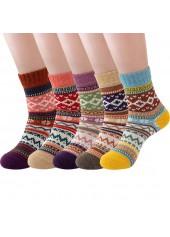 Christmas Multi Color Geometric Print Mid Calf Socks