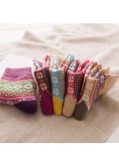 Christmas Multi Color Geometric Print Mid Calf Socks