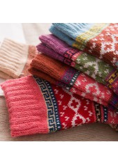 Christmas Multi Color Geometric Print Mid Calf Socks | thumb picture 