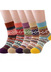 Christmas Multi Color Geometric Print Mid Calf Socks | thumb picture 