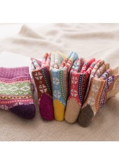 Christmas Multi Color Geometric Print Mid Calf Socks | thumb picture 