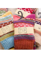 Christmas Multi Color Geometric Print Mid Calf Socks | thumb picture 