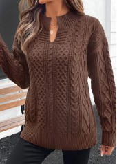 Dark Coffee Split Long Sleeve Sweater | thumb picture 