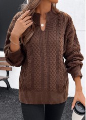 Dark Coffee Split Long Sleeve Sweater | thumb picture 