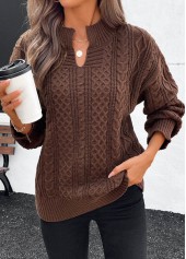 Dark Coffee Split Long Sleeve Sweater