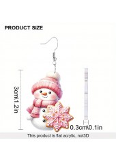 Christmas Snowman Design Pink Snowflake Earrings | thumb picture 