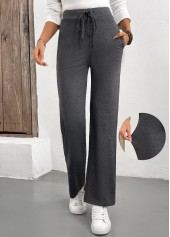 Grey Drawstring Drawastring High Waisted Pants