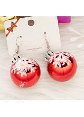 Christmas Snowflake Red Round Plastic Earrings