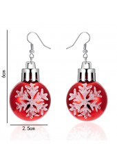 Christmas Snowflake Red Round Plastic Earrings | thumb picture 