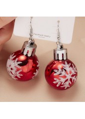 Christmas Snowflake Red Round Plastic Earrings | thumb picture 