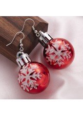 Christmas Snowflake Red Round Plastic Earrings | thumb picture 