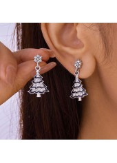 Christmas Tree Plant Silver Alloy Earrings