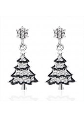 Christmas Tree Plant Silver Alloy Earrings | thumb picture 