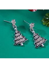 Christmas Tree Plant Silver Alloy Earrings