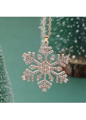 Christmas Golden Snowflake Design Alloy Necklace