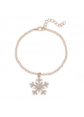 Christmas Golden Snowflake Design Alloy Necklace