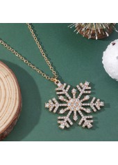 Christmas Golden Snowflake Design Alloy Necklace