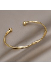 Golden Alloy Open Cuff Twisted Bangle