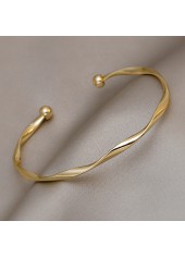 Golden Alloy Open Cuff Twisted Bangle