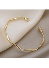 Golden Alloy Open Cuff Twisted Bangle