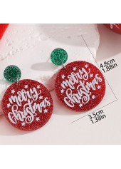 Christmas Letter Red Round Design Earrings