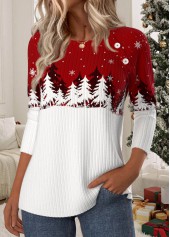 Christmas Wine Red Button Long Sleeve T Shirt | thumb picture 