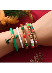Christmas Multi Color Alloy Beaded Bracelet Set