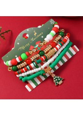 Christmas Multi Color Alloy Beaded Bracelet Set