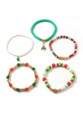 Christmas Multi Color Alloy Beaded Bracelet Set