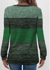 Green Button Long Sleeve Round Neck T Shirt | thumb picture 