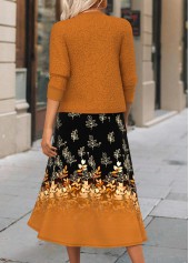 Terracotta Two Piece Floral Print Dress and Cardigan | thumb picture 