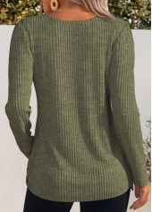Olive Green Long Sleeve Round Neck T Shirt | thumb picture 