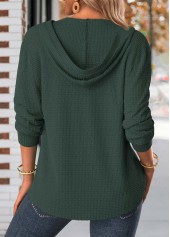 Blackish Green Button Long Sleeve Hoodie | thumb picture 