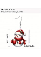 Christmas Snowman Print Red Acrylic Earrings | thumb picture 