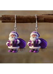 Christmas Purple Santa Claus Acrylic Detail Earrings