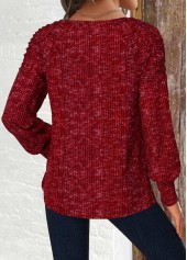 Wine Red Long Sleeve Round Neck T Shirt | thumb picture 