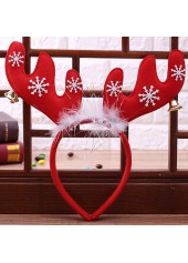 Christmas Reindeer Print Feather Red Headband