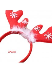 Christmas Reindeer Print Feather Red Headband