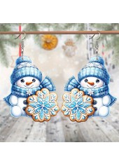 Christmas Sky Blue Snowman Acrylic Earrings