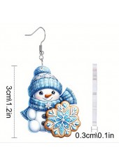 Christmas Sky Blue Snowman Acrylic Earrings